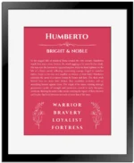 Humberto name meaning gift print in red with black matte frame