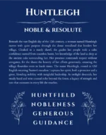Huntleigh personalized name art with origin story in deep blue
