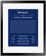 Huxley custom name print for wall display in deep blue with black matte frame