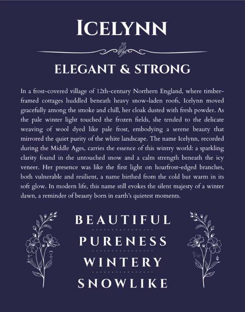 Icelynn personalized name meaning print in navy blue