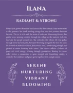 Ilana custom name art showing meaning and origin in purple