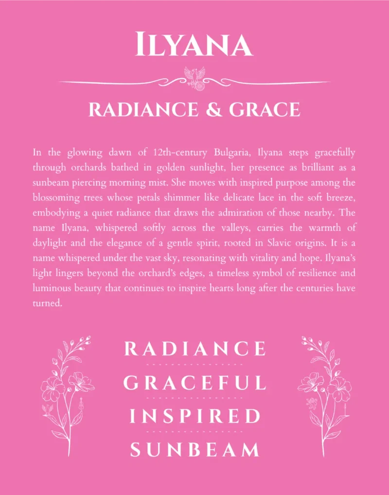 Ilyana custom name print for wall display in pink