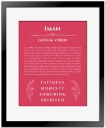 Iman name meaning gift print in red with black matte frame