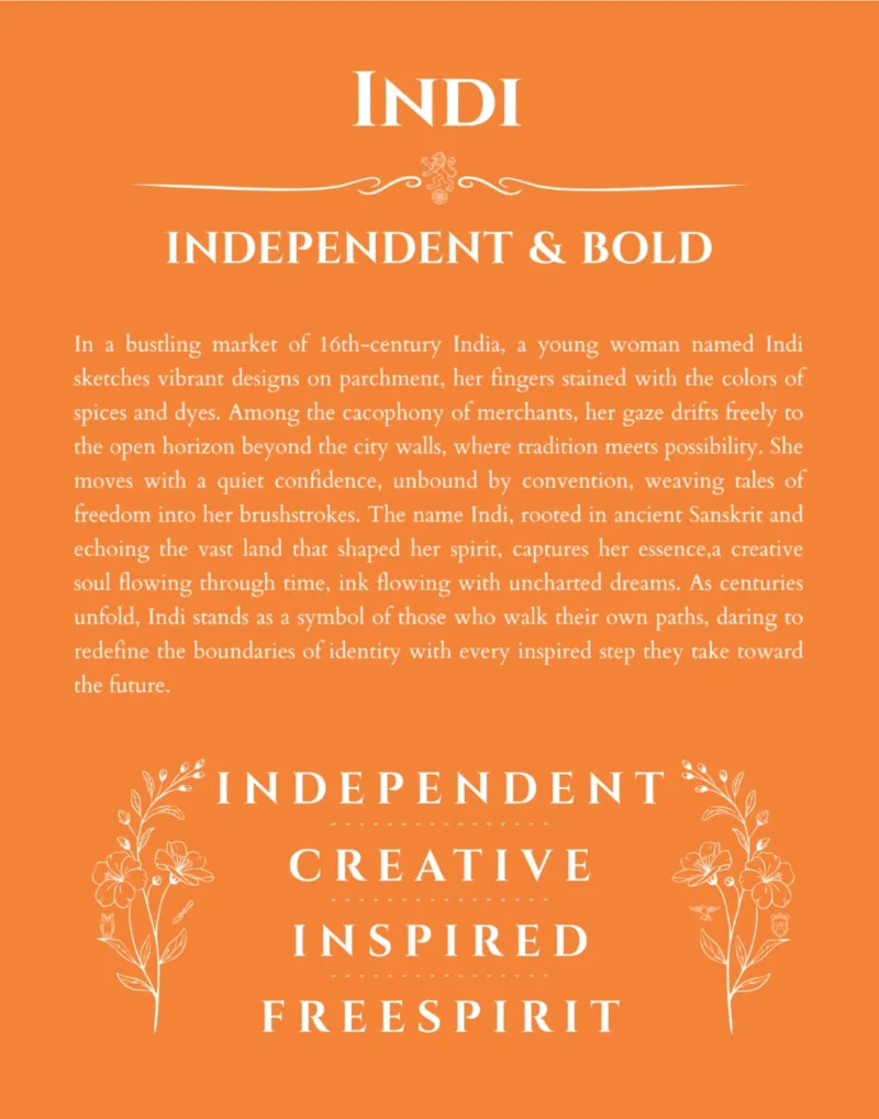 Indi name meaning wall art by Get Your Story in orange