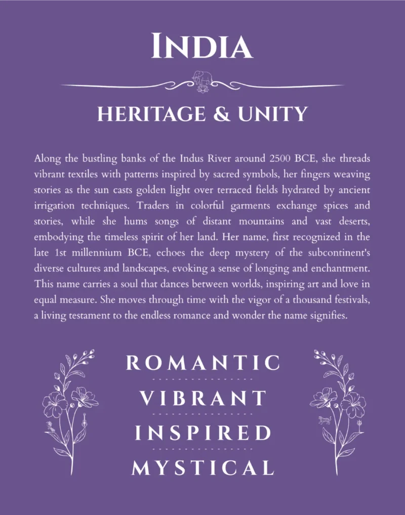 India personalized name meaning print in purple