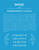 Indie personalized name art with origin story in blue