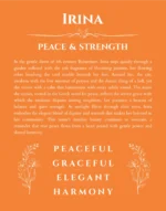 Irina name origin print with meaning and traits in orange