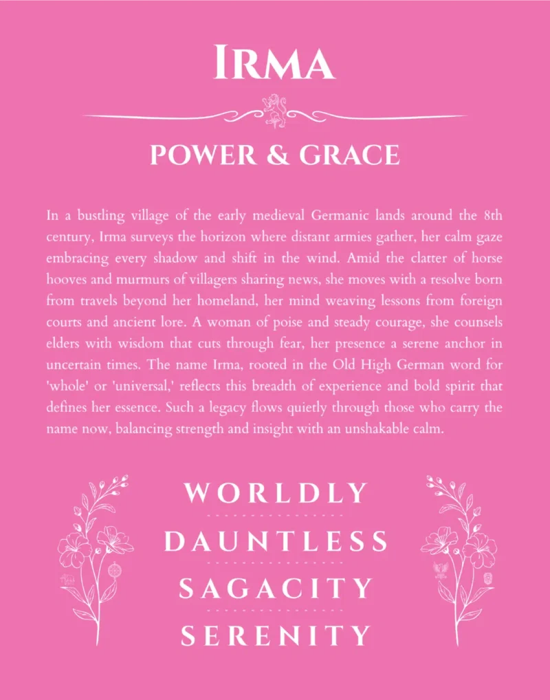 Irma name meaning gift print in pink