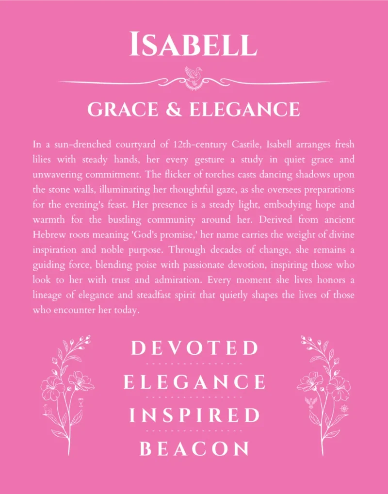 Isabell custom name meaning print in pink