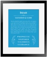 Isiah custom name print for wall display in blue with black matte frame