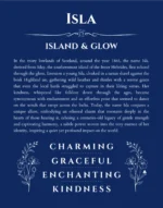 Isla personalized name print with origin and traits in deep blue
