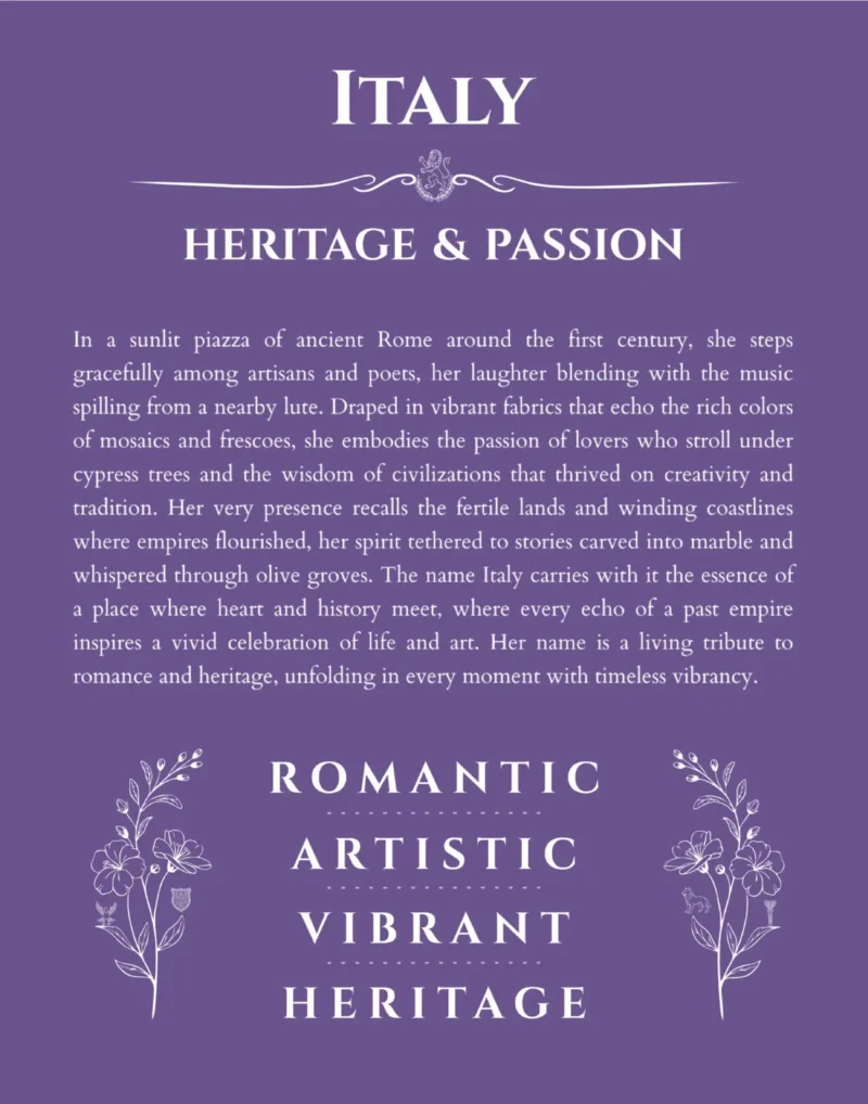 Italy personalized name meaning print in purple