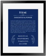 Itzae name meaning wall art by Get Your Story in deep blue with black matte frame
