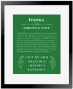 Ivanka custom name print for wall display in dark green with black matte frame