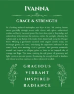 Ivanna personalized wall art with the story of your name in dark green