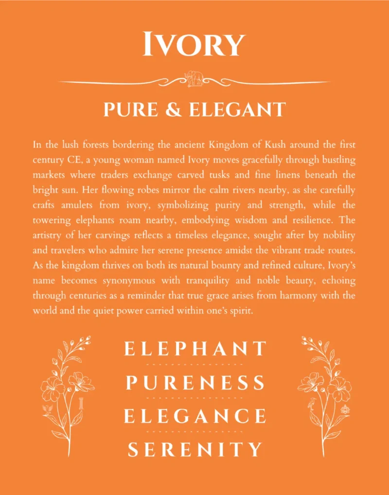 Ivory personalized wall art with the story of your name in orange