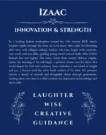 Izaac personalized name art with origin story in deep blue