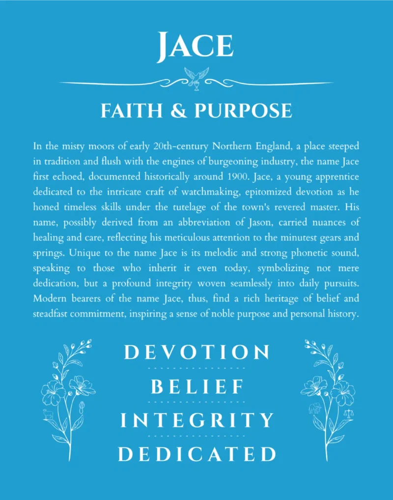 Jace custom name print for wall display in blue