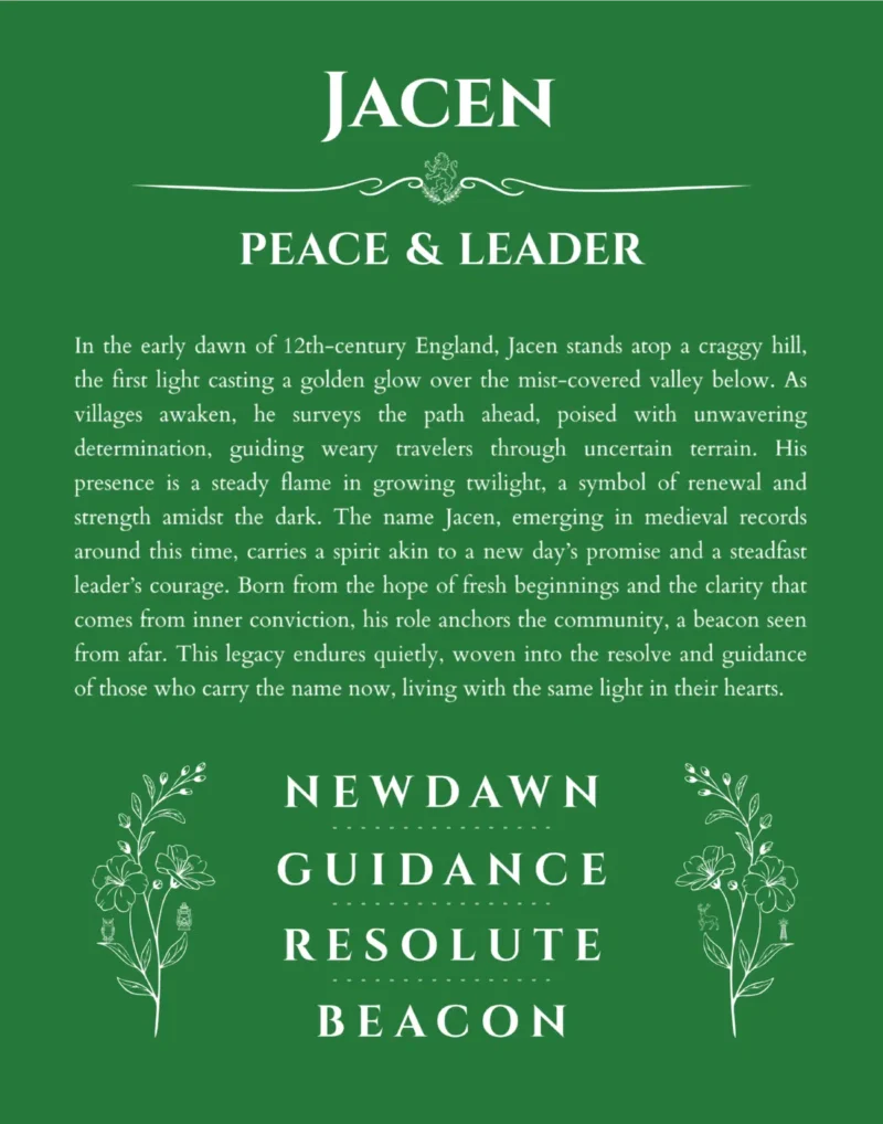 Jacen name meaning wall art by Get Your Story in dark green