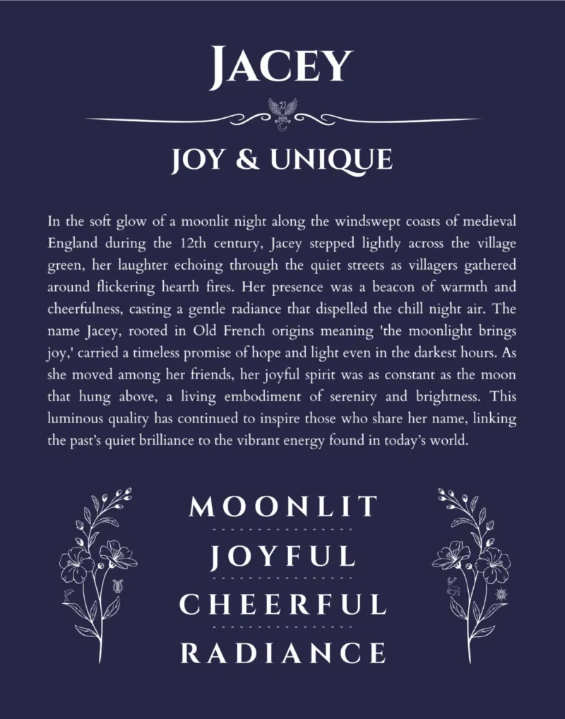 Jacey custom name print for wall display in navy blue