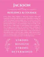 Jackson name origin print with meaning and traits in pink