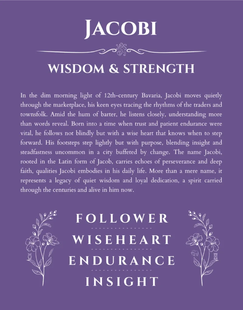 Jacobi name meaning wall art by Get Your Story in purple