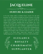 Jacqueline custom name print for wall display in dark green