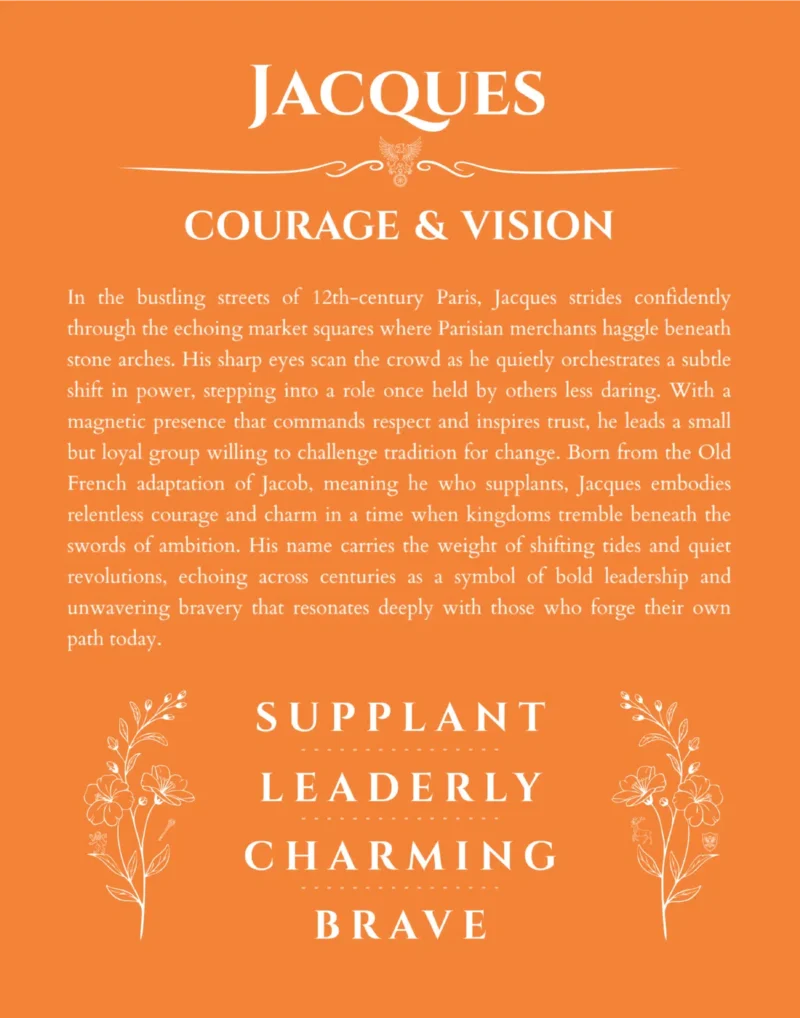 Jacques custom name meaning print in orange