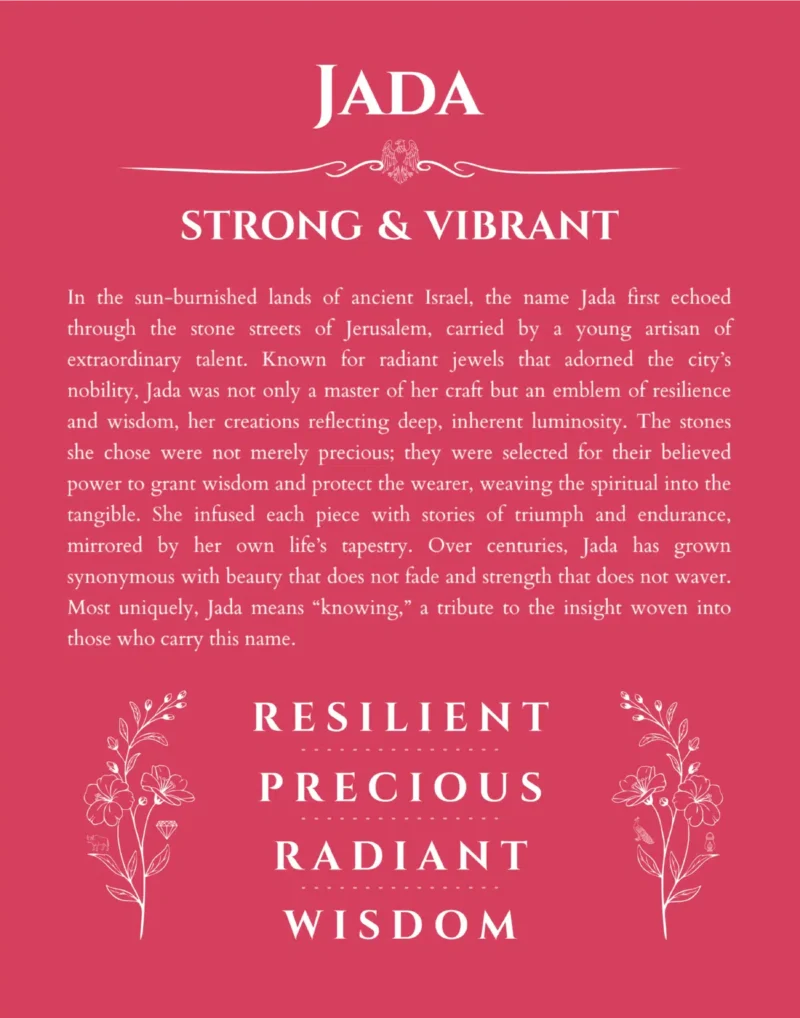 Jada personalized wall art with the story of your name in red