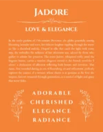 Jadore name origin print with meaning and traits in orange