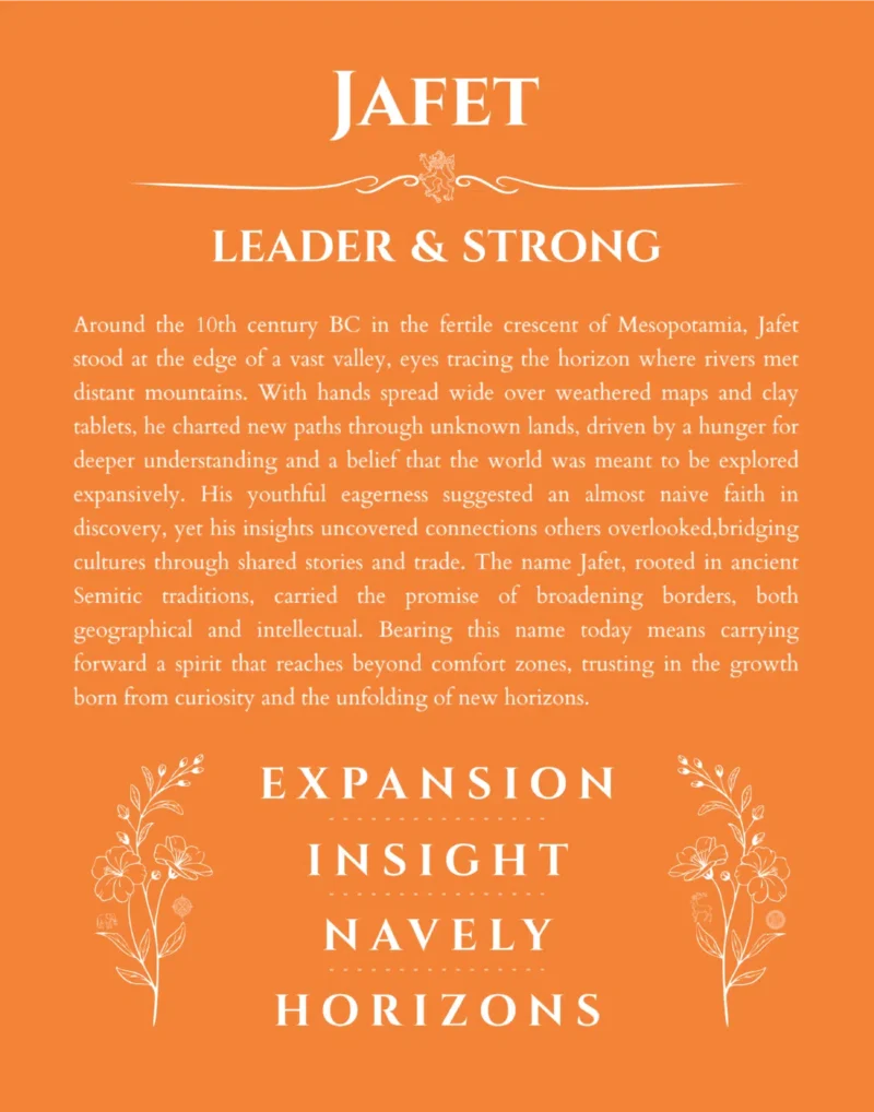 Jafet custom name meaning print in orange