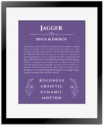 Jagger name meaning gift print in purple with black matte frame