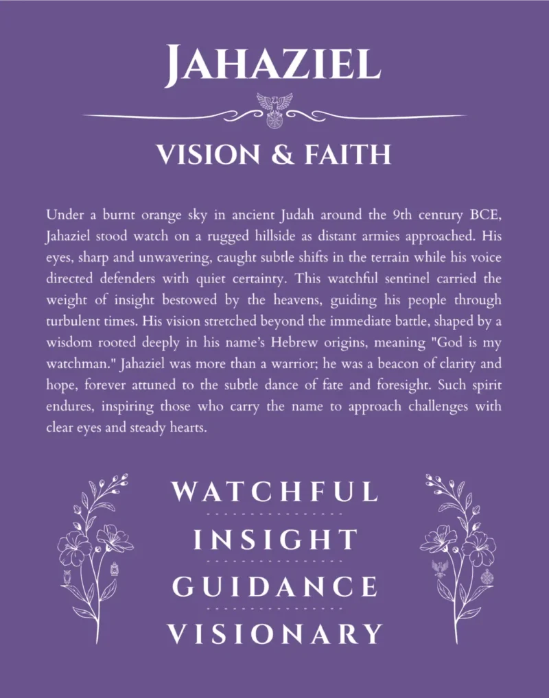 Jahaziel personalized name meaning print in purple