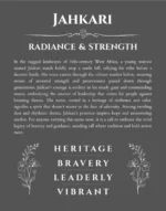 Jahkari personalized name art with origin story in gray