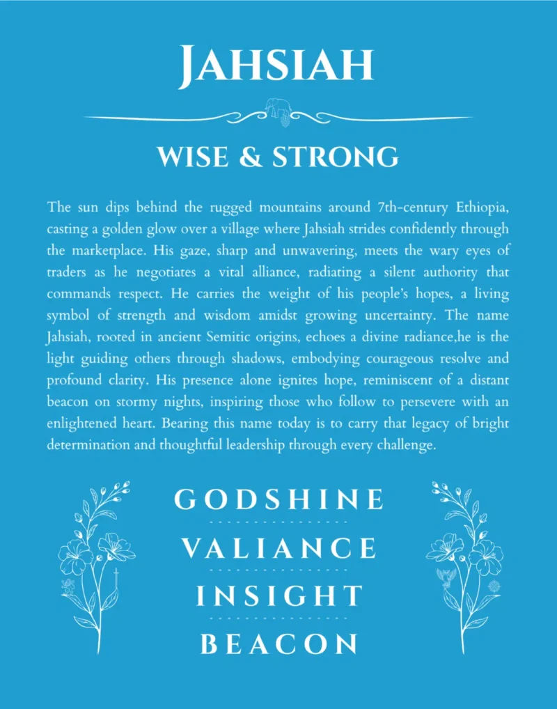 Jahsiah name meaning wall art by Get Your Story in blue