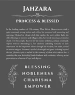 Jahzara personalized name print with origin and traits in gray