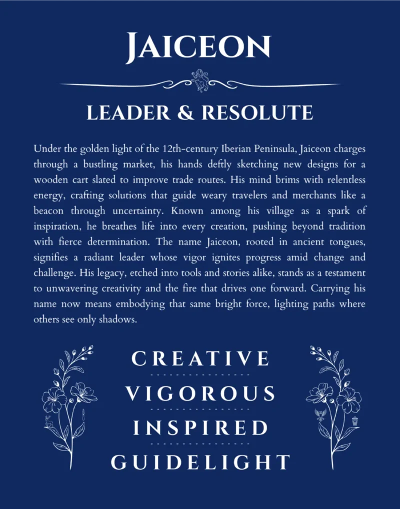 Jaiceon name meaning wall art by Get Your Story in deep blue