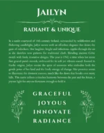 Jailyn personalized name meaning print in dark green