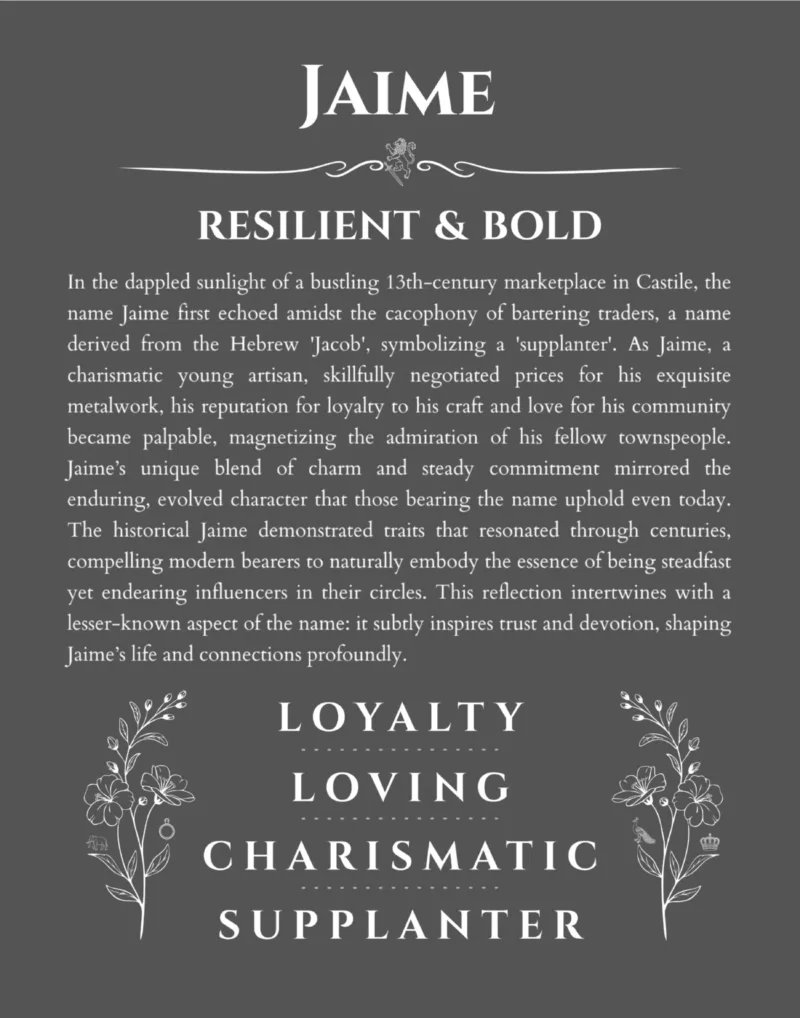 Jaime custom name meaning print in gray