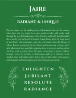 Jaire personalized wall art with the story of your name in dark green