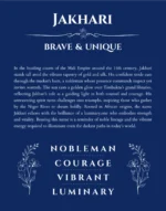 Jakhari personalized name print with origin and traits in deep blue