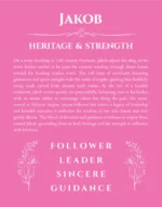 Jakob custom name art showing meaning and origin in pink