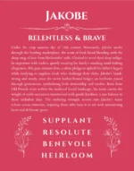 Jakobe custom name art showing meaning and origin in red