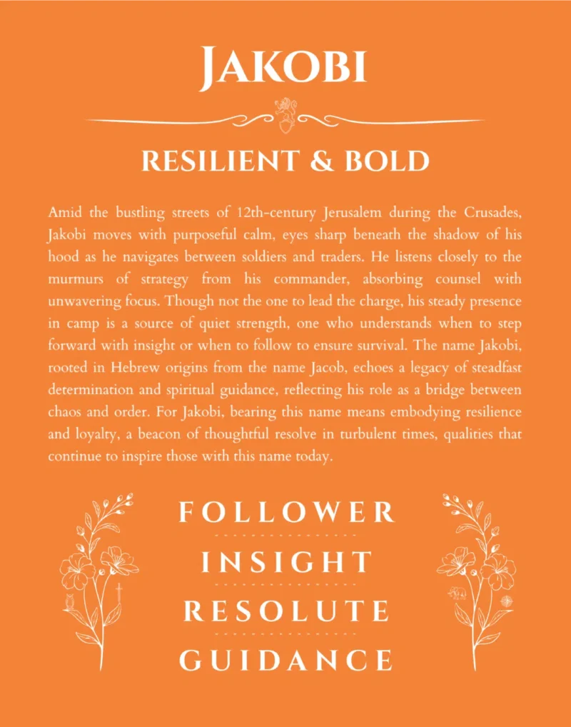 Jakobi personalized name meaning print in orange