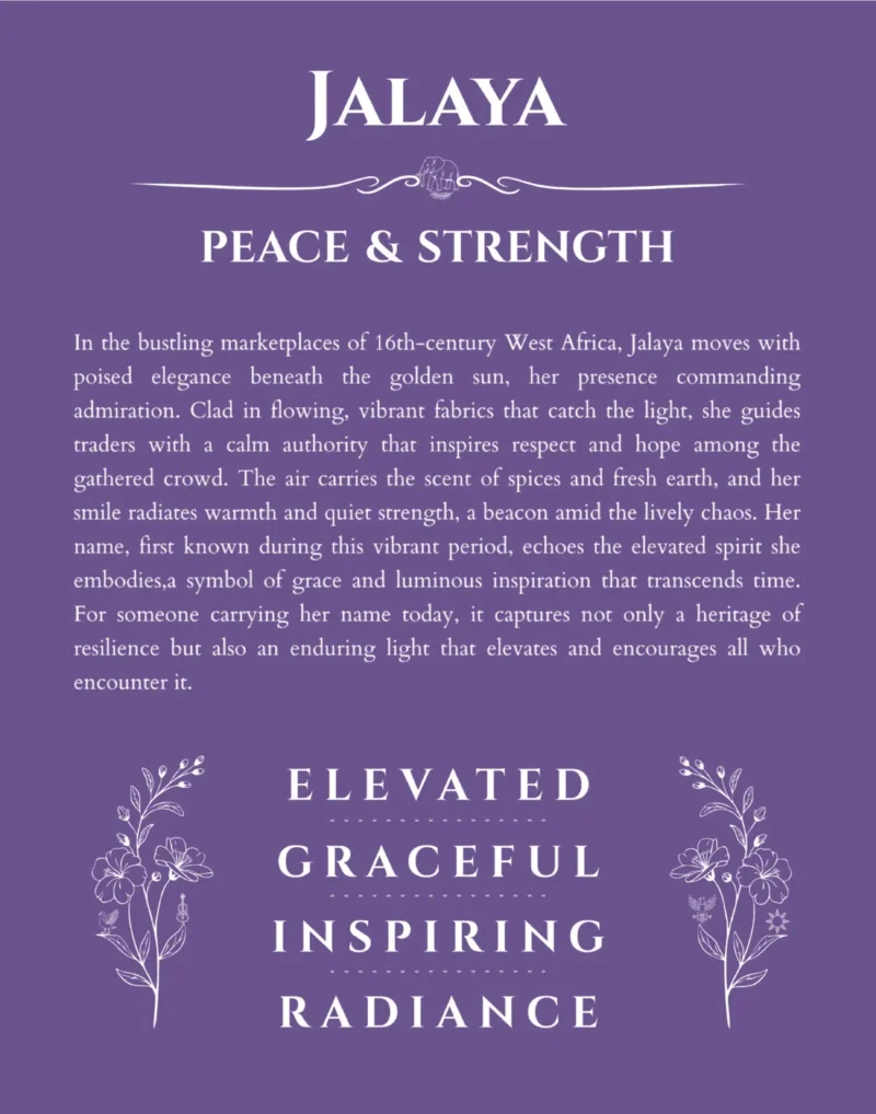 Jalaya personalized name meaning print in purple