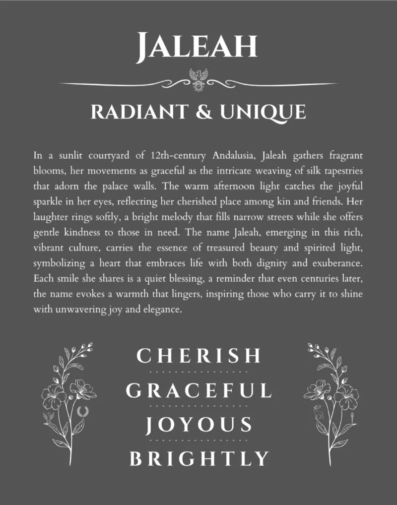 Jaleah personalized name meaning print in gray