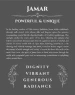 Jamar personalized name art with origin story in gray