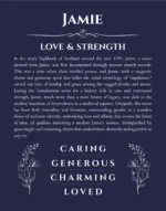 Jamie name meaning wall art by Get Your Story in navy blue