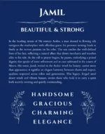 Jamil personalized name meaning print in deep blue