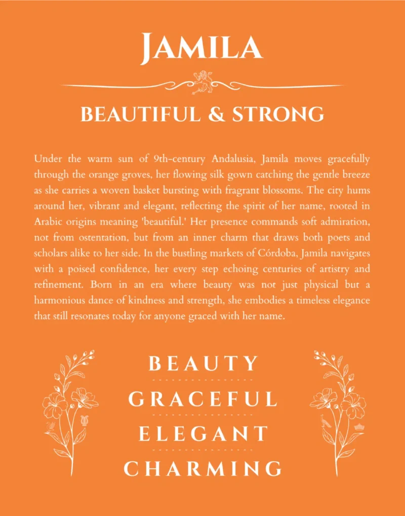 Jamila name meaning wall art by Get Your Story in orange